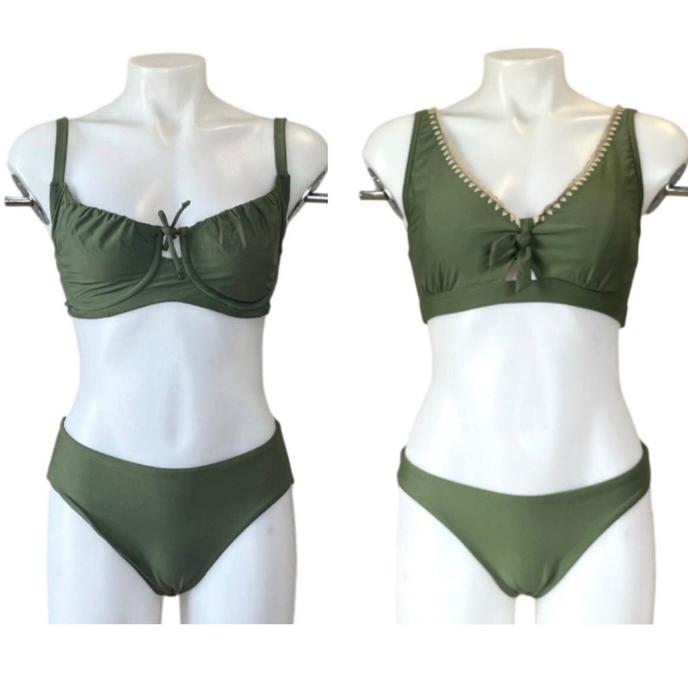 Birdsong Olive Green Bikini Set 4 Piece Mix Match Size 32DD Cups Small Bottoms